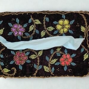 Premium Handcrafted Midnight Bloom – Beaded Tissue Box Cover