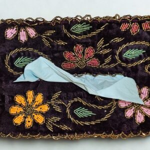 Handcrafted Beaded Tissue Box Cover – Golden Blossom Design